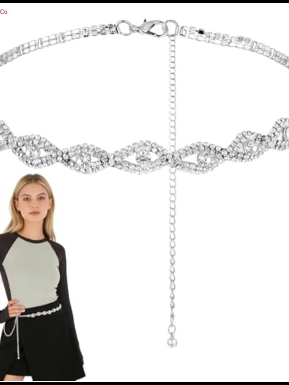 Rhinestone Waist Chain Belt Adjustable Silver Belt for Women Dresses